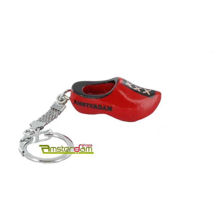 KEYCHAIN 1 WOODEN SHOE 4 CM RED XXX