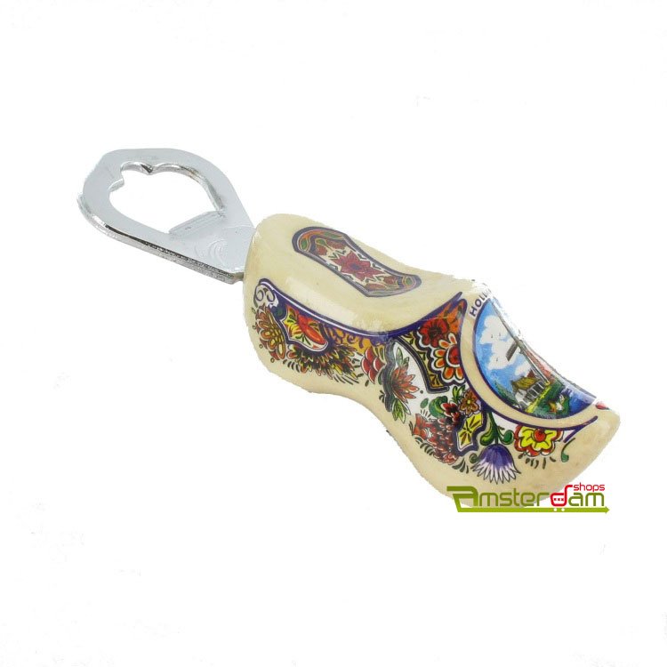 BOTTLE OPENER WOODEN SHOE PLAIN LACQUER MILL 