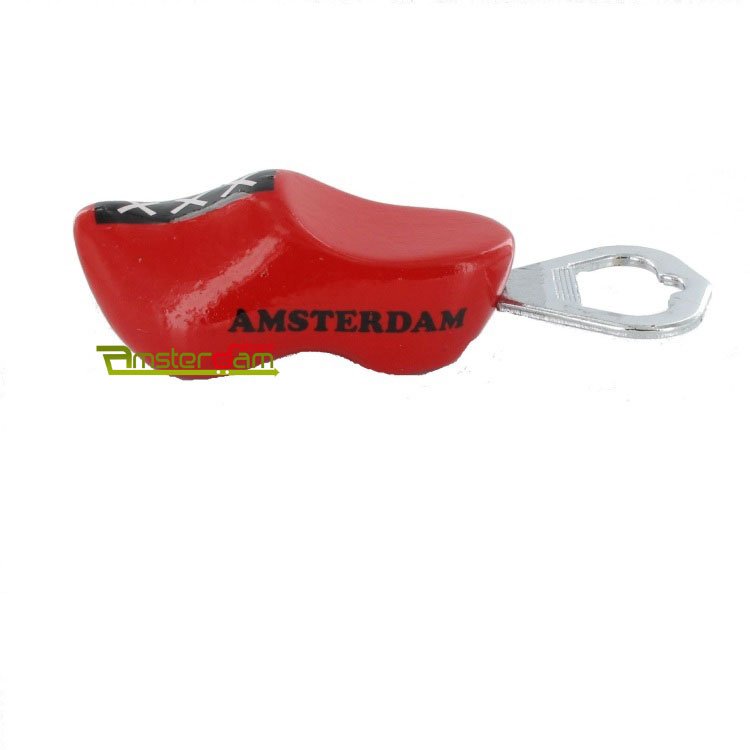 BOTTLE OPENER WOODEN SHOE RED XXX 