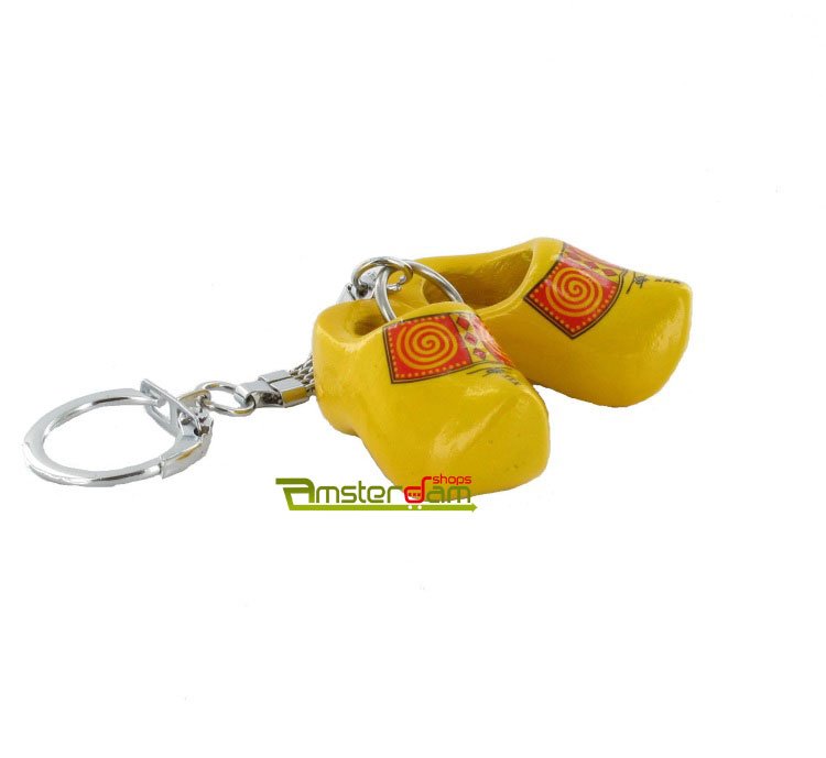 KEYCHAIN 2 WOODEN SHOES 4 CM FARMERS DECOR