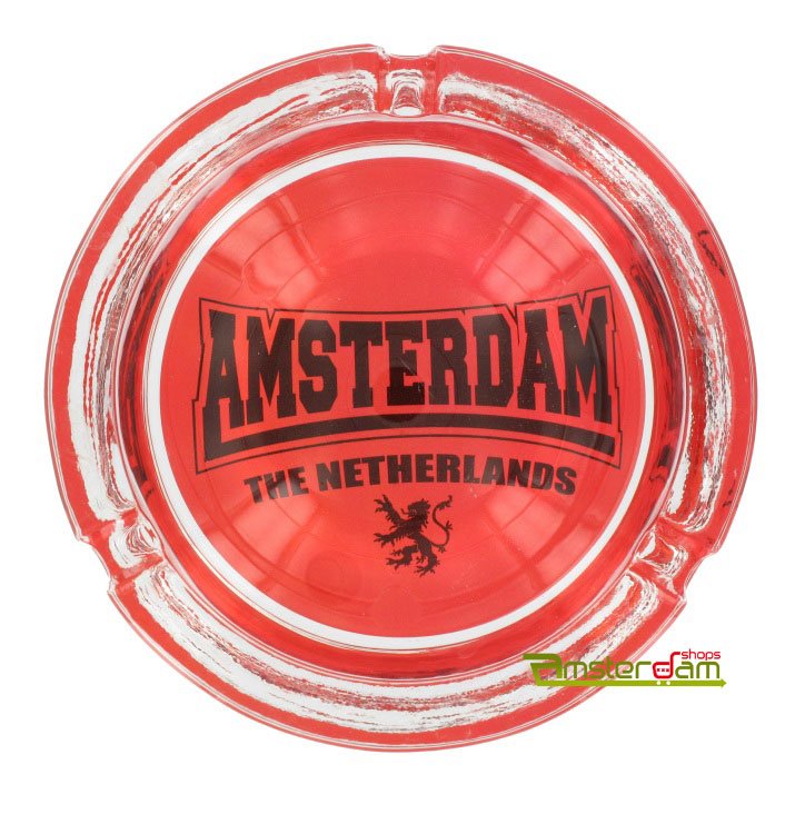 Ashtray red with logo Amsterdam from the Netherlands