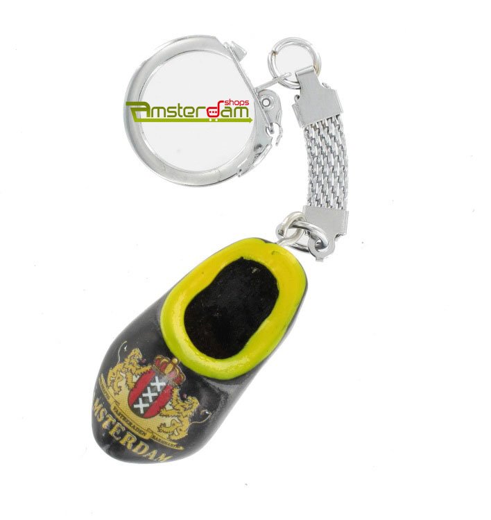 KEYCHAIN 1 WOODEN SHOE 4 CM BLACK AMSTERDAM WEAPON